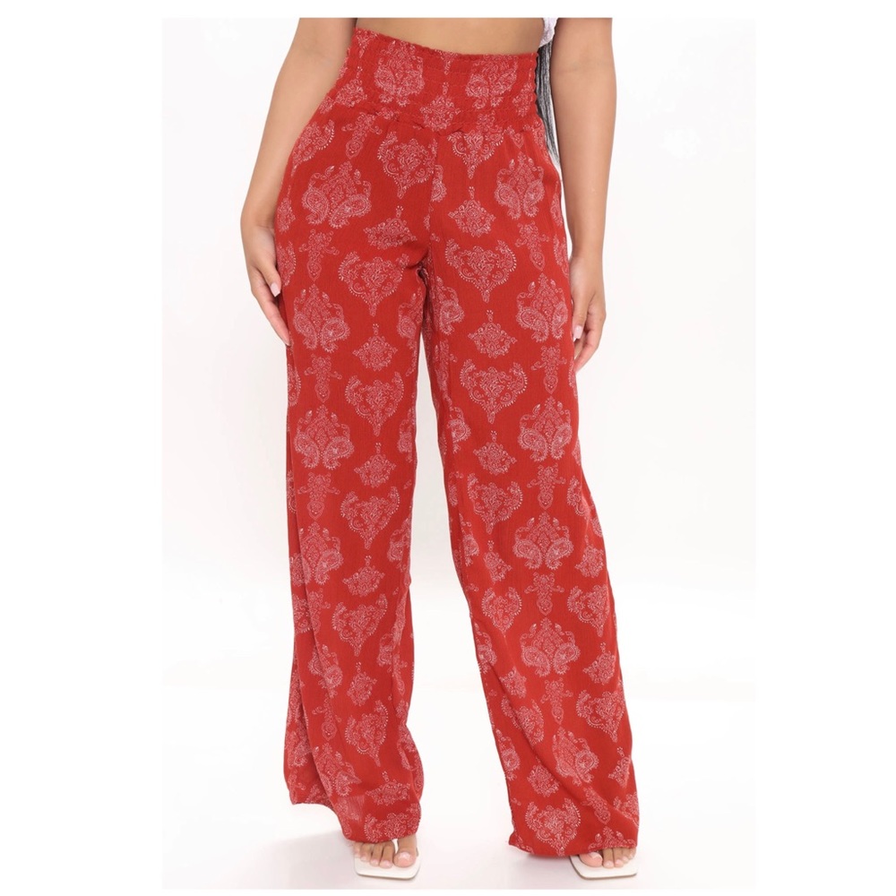 Fashion Nova Red Wide Leg Palazzo Pants